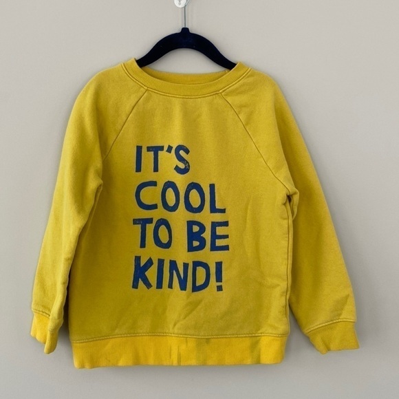 Cat & Jack It's Cool to Be Kind Yellow Crewneck Sweatshirt XS 4/5 - Picture 1 of 9